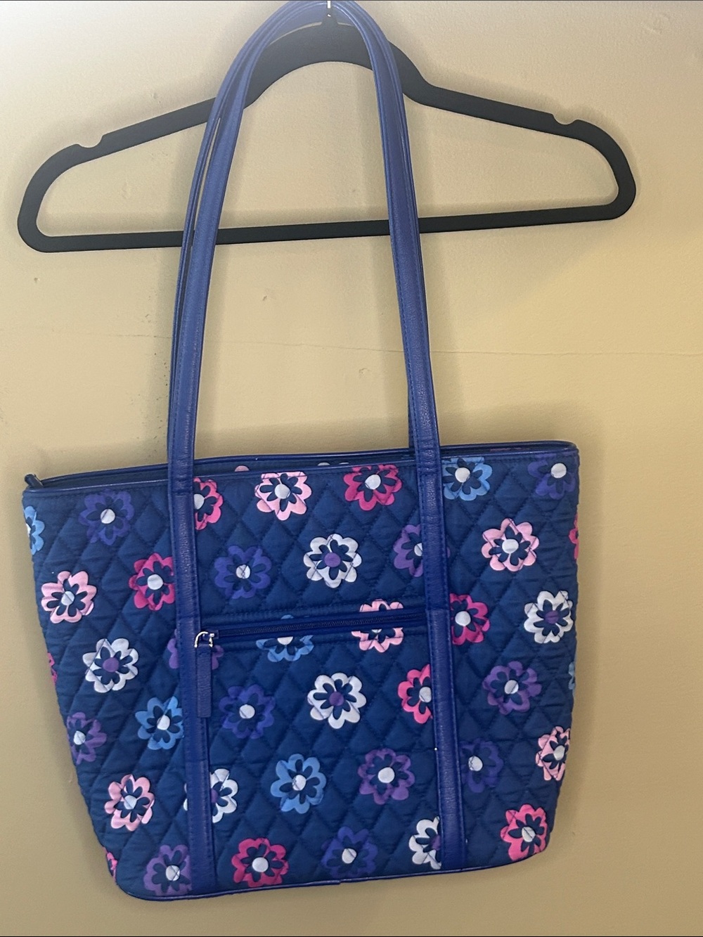 Vera Bradley Navy Quilted Floral Tote with Pink & Purple Accents - Picture 3 of 5